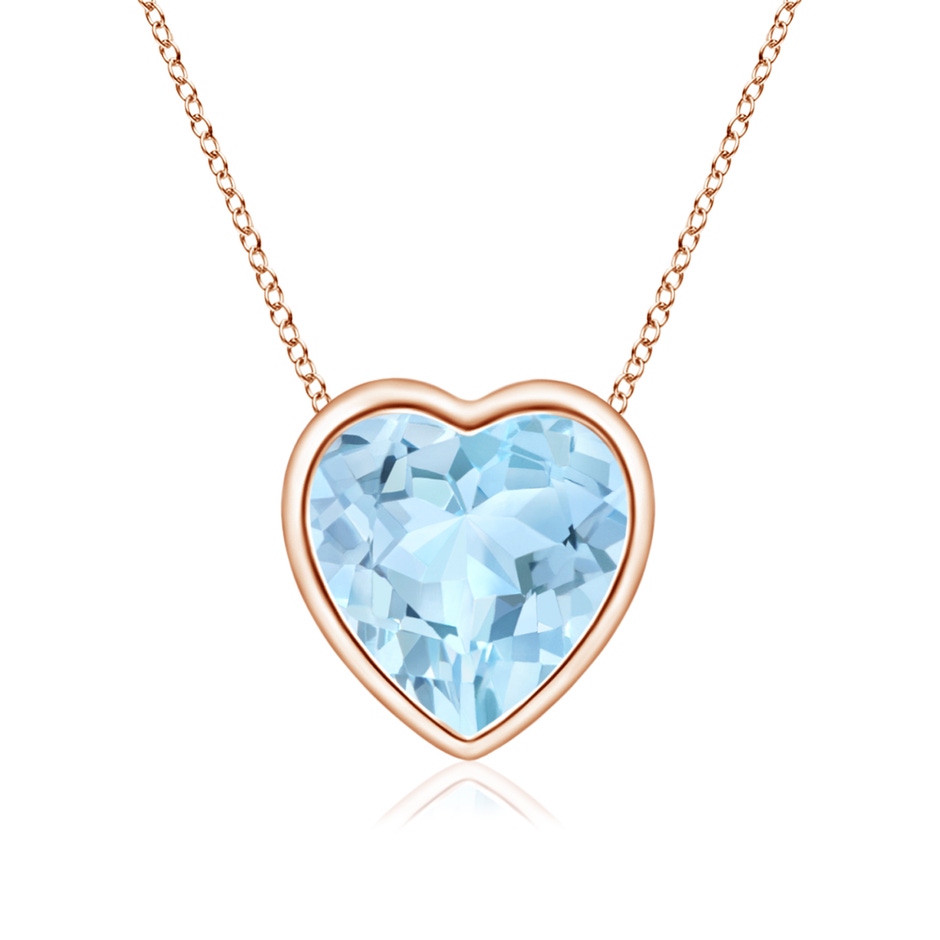 6mm AAA Bezel-Set Solitaire Heart Aquamarine Pendant in Rose Gold 