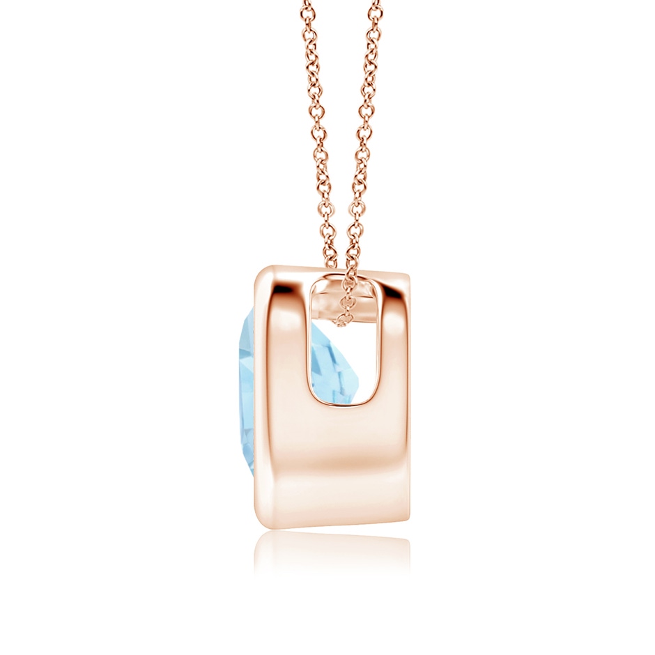 6mm AAA Bezel-Set Solitaire Heart Aquamarine Pendant in Rose Gold side-1