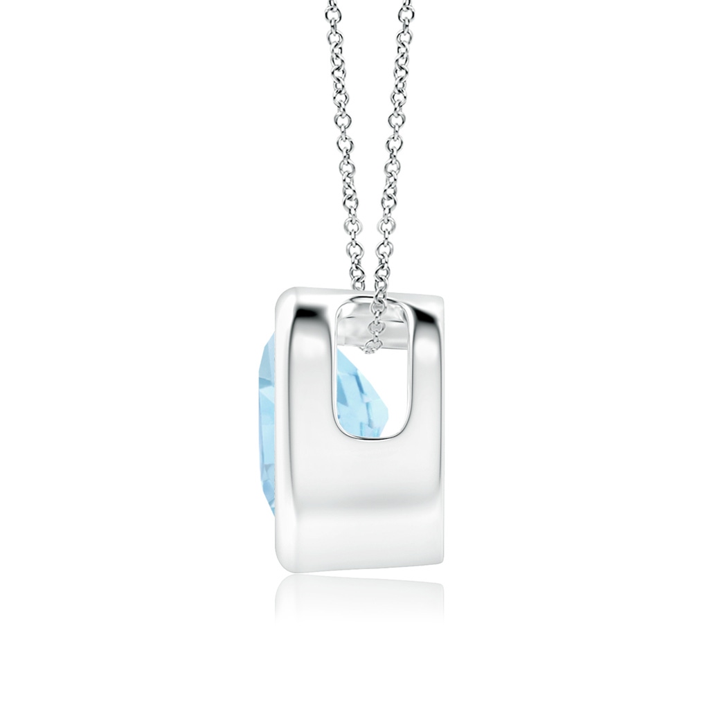 6mm AAA Bezel-Set Solitaire Heart Aquamarine Pendant in White Gold - side_1
