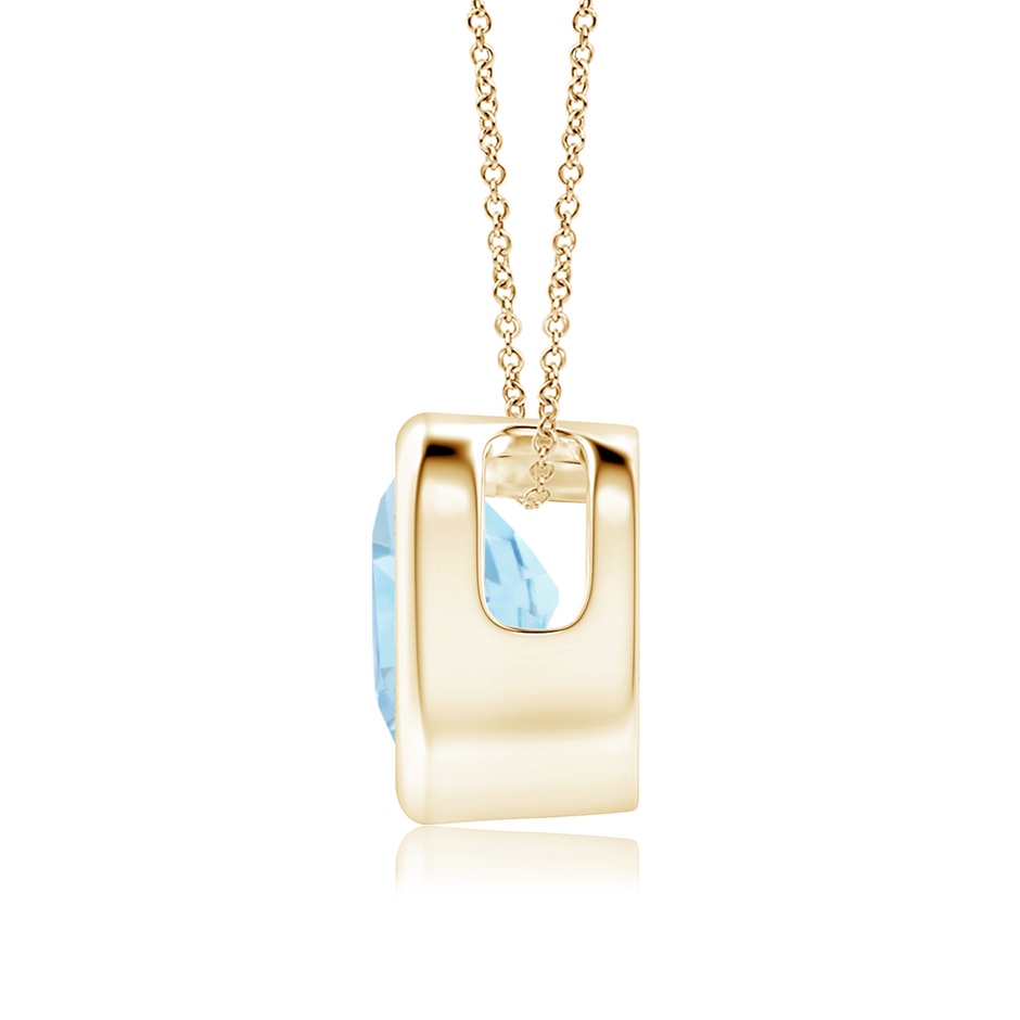 6mm AAA Bezel-Set Solitaire Heart Aquamarine Pendant in Yellow Gold side-1