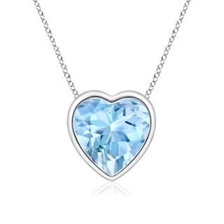 6mm AAAA Bezel-Set Solitaire Heart Aquamarine Pendant in P950 Platinum