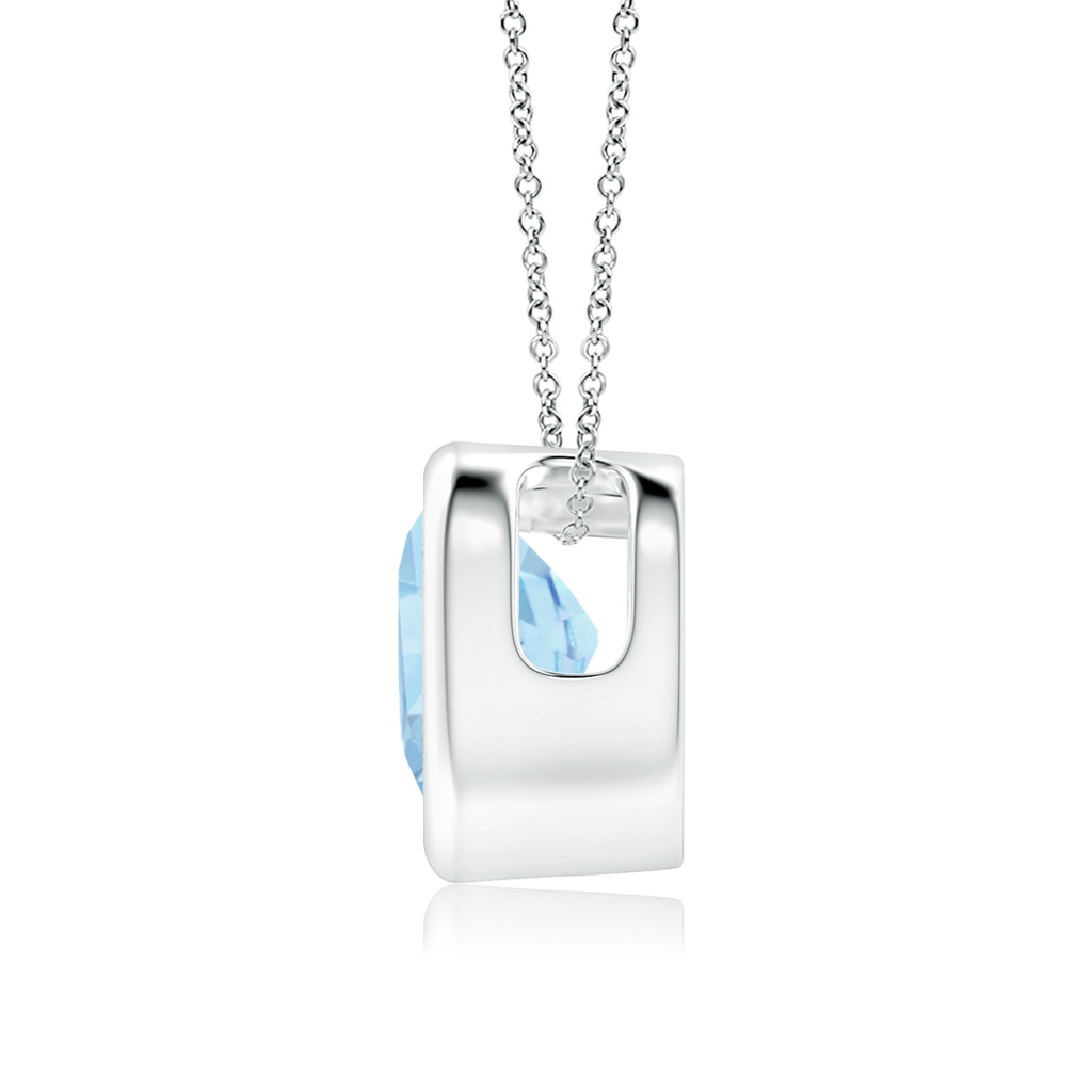 6mm AAAA Bezel-Set Solitaire Heart Aquamarine Pendant in White Gold - side_1