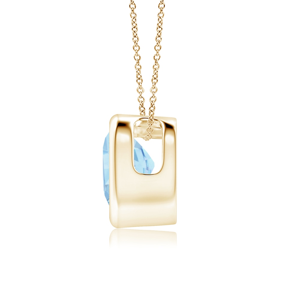 6mm AAAA Bezel-Set Solitaire Heart Aquamarine Pendant in Yellow Gold side-1