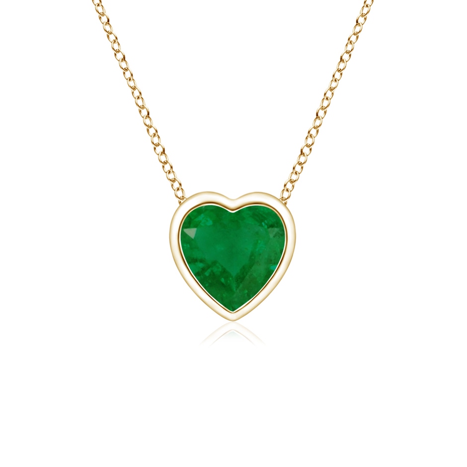 4mm A Bezel-Set Solitaire Heart Emerald Pendant in Yellow Gold 