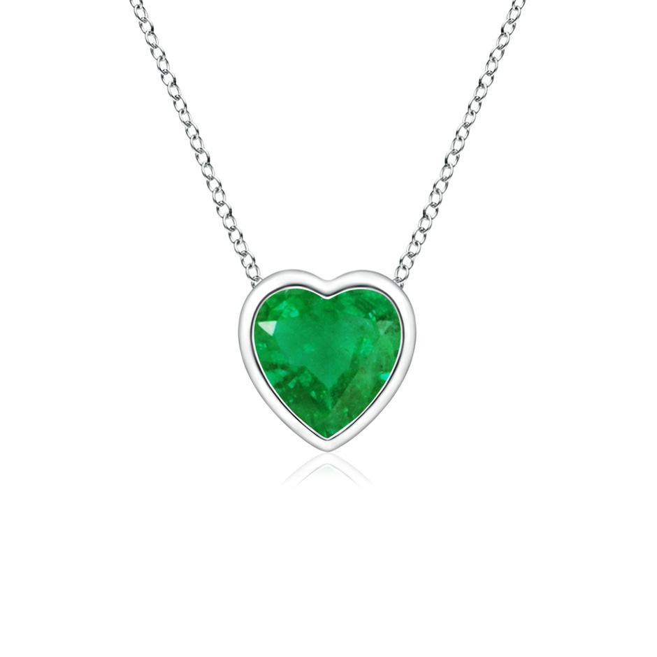 4mm AA Bezel-Set Solitaire Heart Emerald Pendant in P950 Platinum 