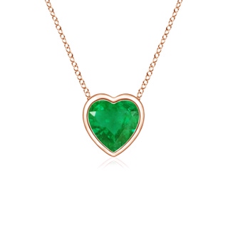 4mm AA Bezel-Set Solitaire Heart Emerald Pendant in Rose Gold