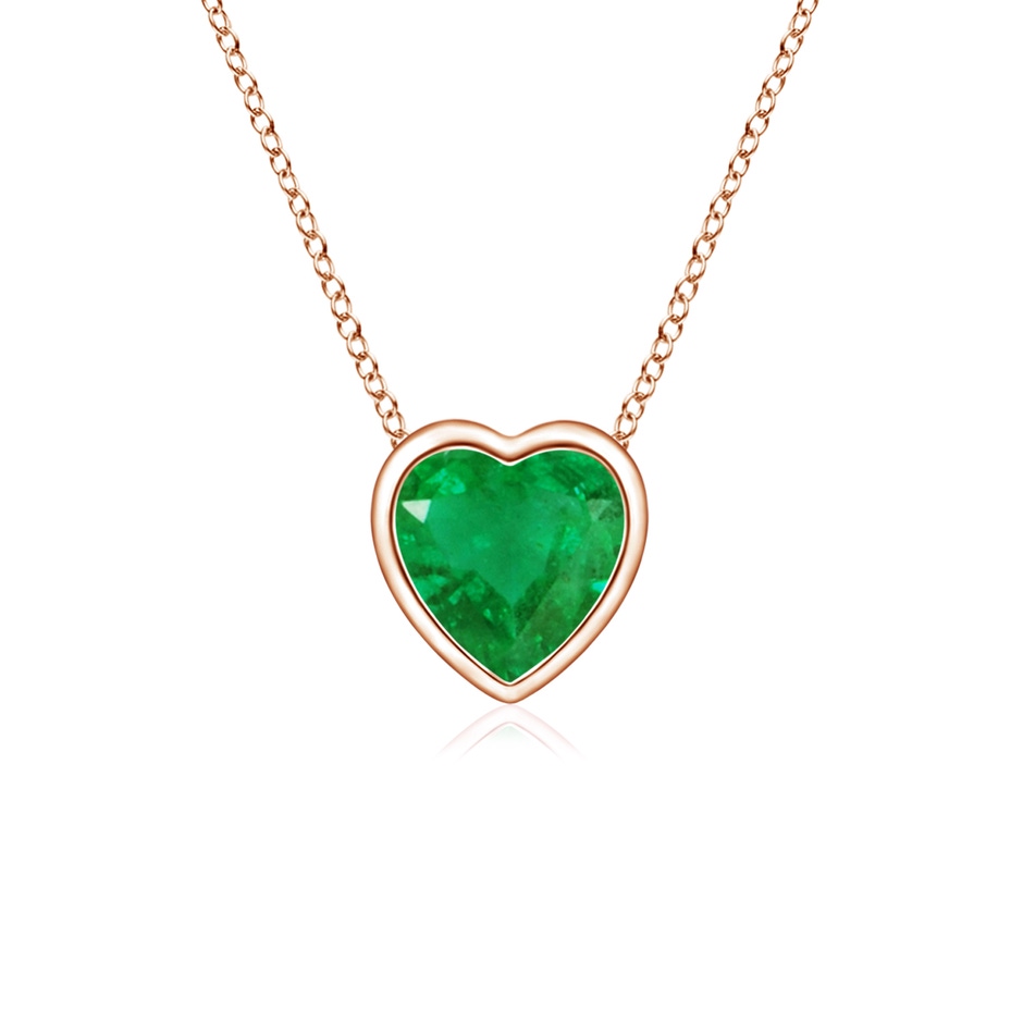 4mm AA Bezel-Set Solitaire Heart Emerald Pendant in Rose Gold 