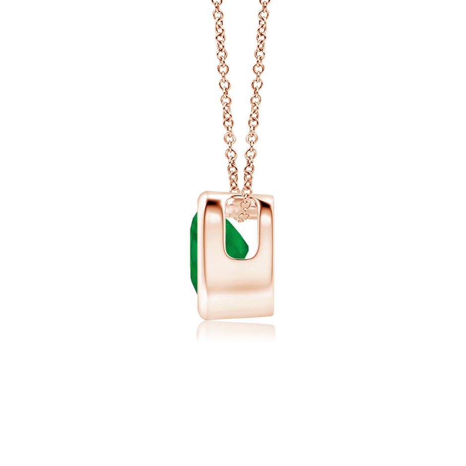 4mm AA Bezel-Set Solitaire Heart Emerald Pendant in Rose Gold side-1
