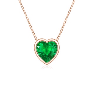 4mm AAA Bezel-Set Solitaire Heart Emerald Pendant in 9K Rose Gold