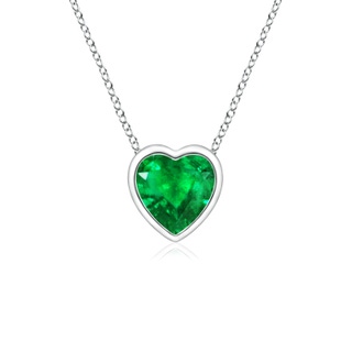 4mm AAA Bezel-Set Solitaire Heart Emerald Pendant in P950 Platinum