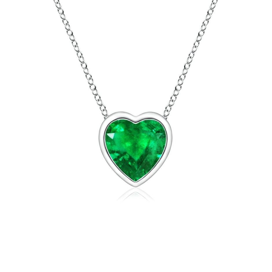 4mm AAA Bezel-Set Solitaire Heart Emerald Pendant in P950 Platinum 