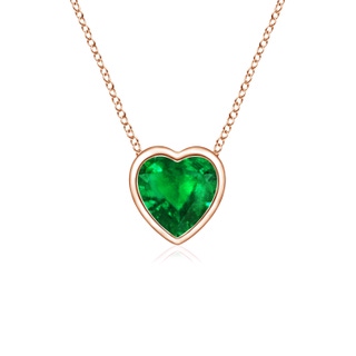 4mm AAAA Bezel-Set Solitaire Heart Emerald Pendant in 10K Rose Gold