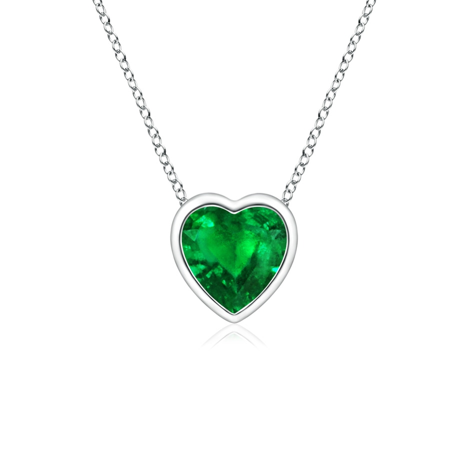 4mm AAAA Bezel-Set Solitaire Heart Emerald Pendant in White Gold 