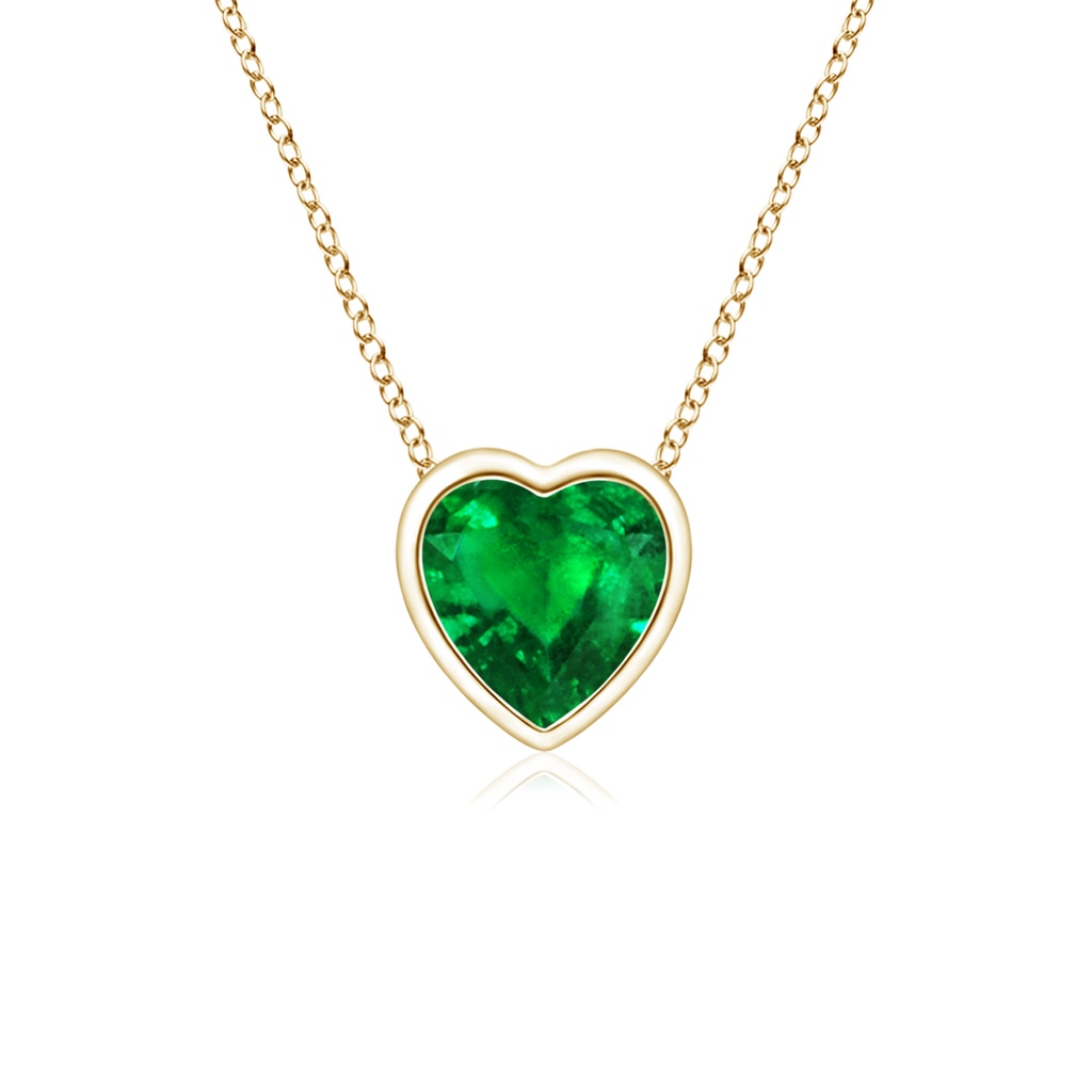 4mm AAAA Bezel-Set Solitaire Heart Emerald Pendant in Yellow Gold