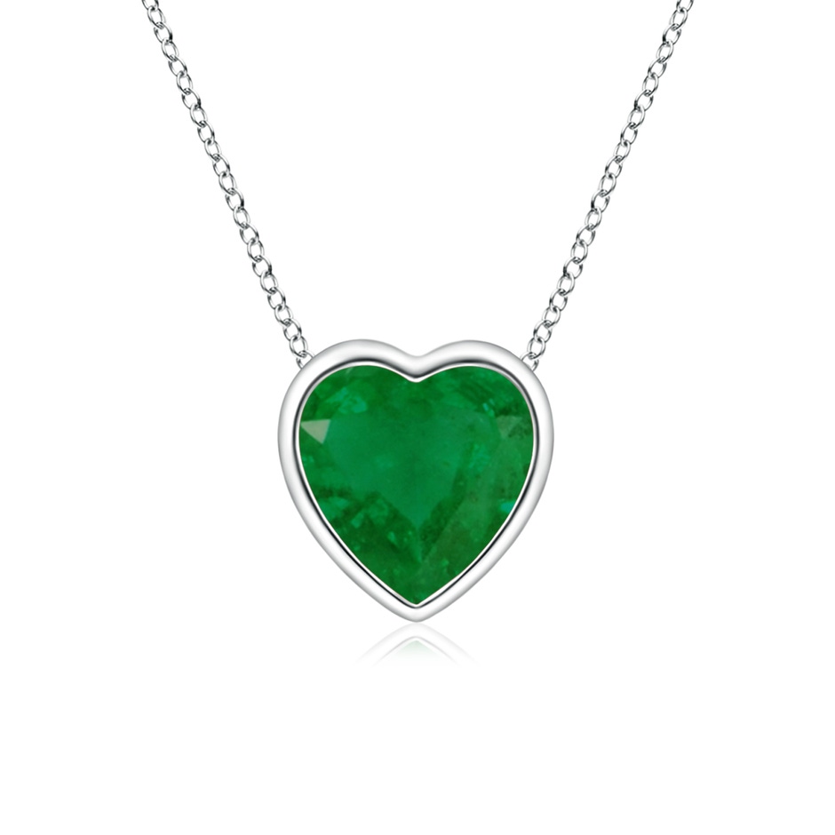 5mm A Bezel-Set Solitaire Heart Emerald Pendant in White Gold 