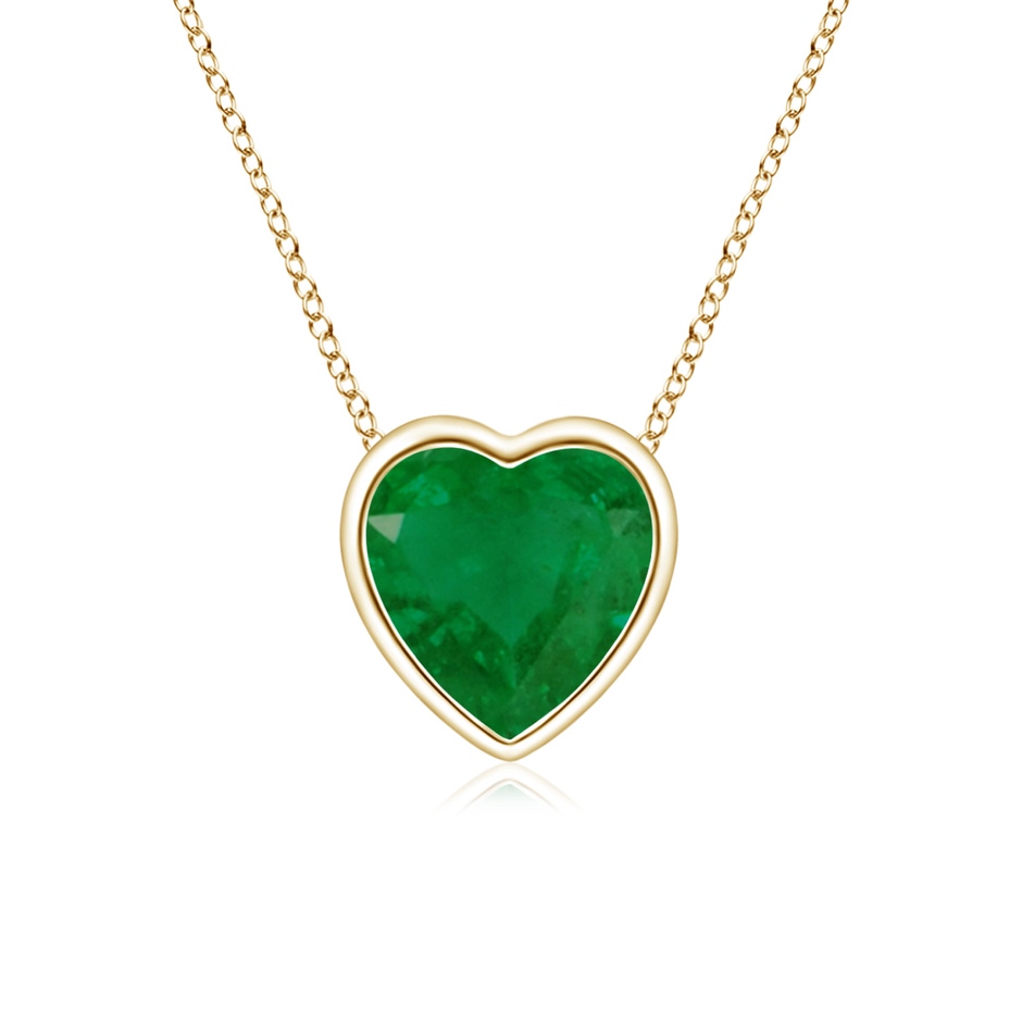 5mm A Bezel-Set Solitaire Heart Emerald Pendant in Yellow Gold 