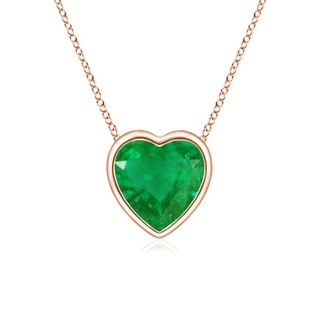 5mm AA Bezel-Set Solitaire Heart Emerald Pendant in Rose Gold