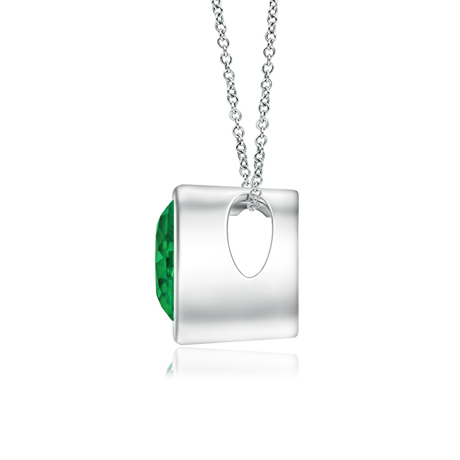 5mm AAA Bezel-Set Solitaire Heart Emerald Pendant in 10K White Gold side-1