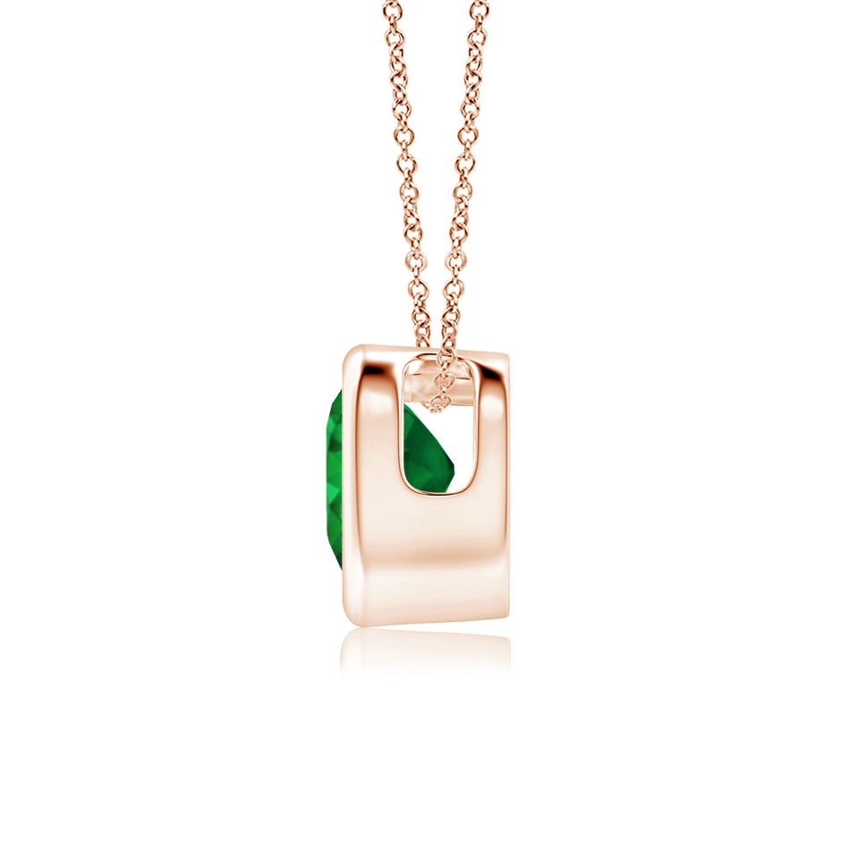 5mm AAA Bezel-Set Solitaire Heart Emerald Pendant in Rose Gold side-1