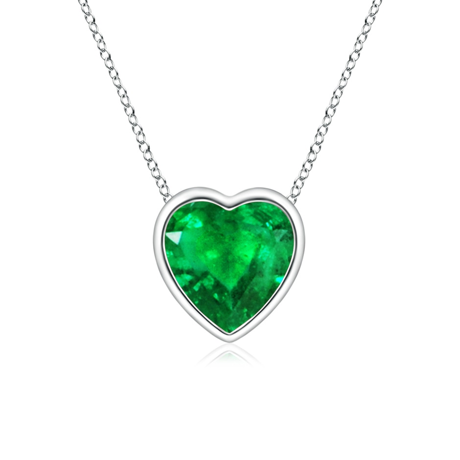 5mm AAA Bezel-Set Solitaire Heart Emerald Pendant in White Gold 