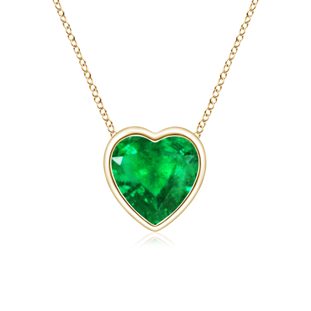 5mm AAA Bezel-Set Solitaire Heart Emerald Pendant in Yellow Gold