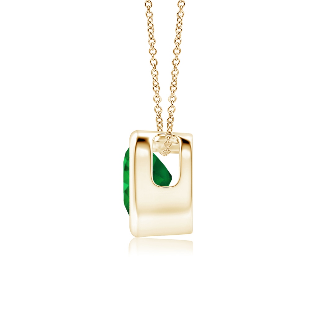 5mm AAA Bezel-Set Solitaire Heart Emerald Pendant in Yellow Gold Side-1