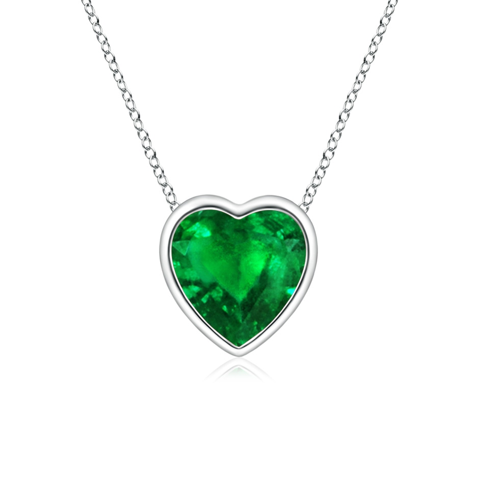 5mm AAAA Bezel-Set Solitaire Heart Emerald Pendant in White Gold 