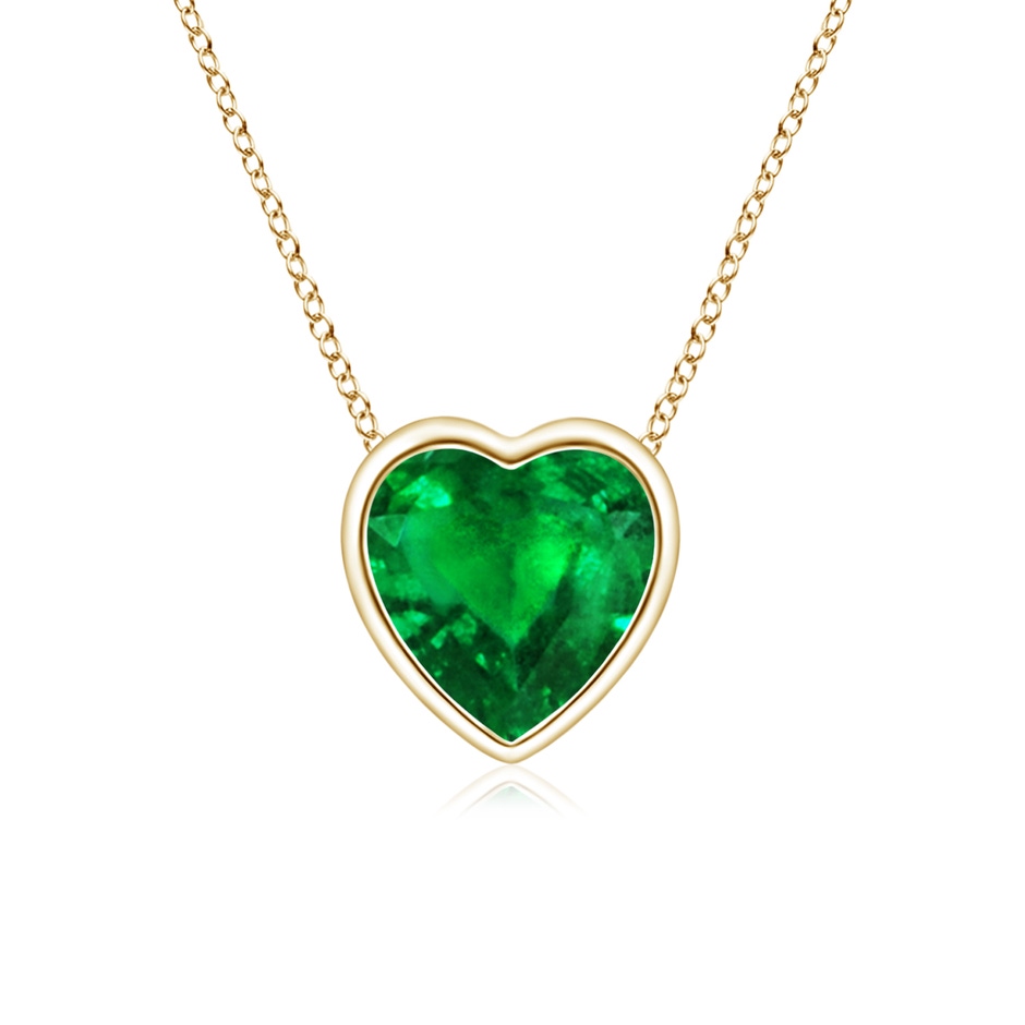 5mm AAAA Bezel-Set Solitaire Heart Emerald Pendant in Yellow Gold 