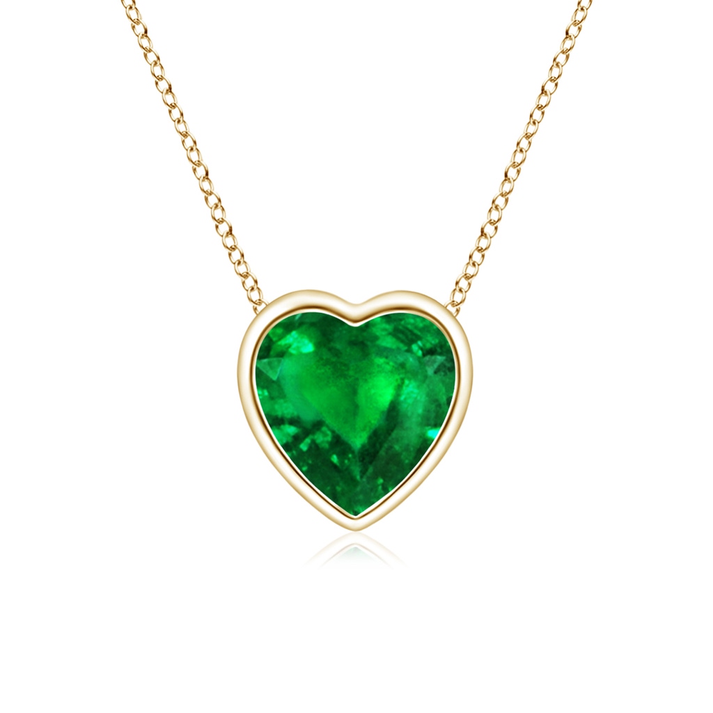 5mm AAAA Bezel-Set Solitaire Heart Emerald Pendant in Yellow Gold