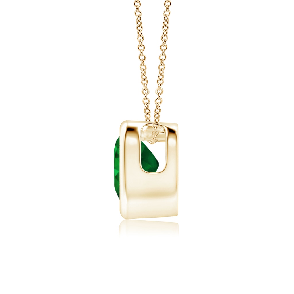 5mm AAAA Bezel-Set Solitaire Heart Emerald Pendant in Yellow Gold Side-1