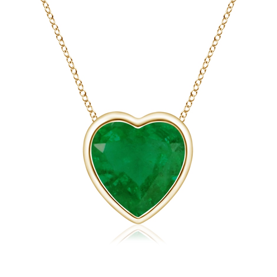 6mm A Bezel-Set Solitaire Heart Emerald Pendant in Yellow Gold 