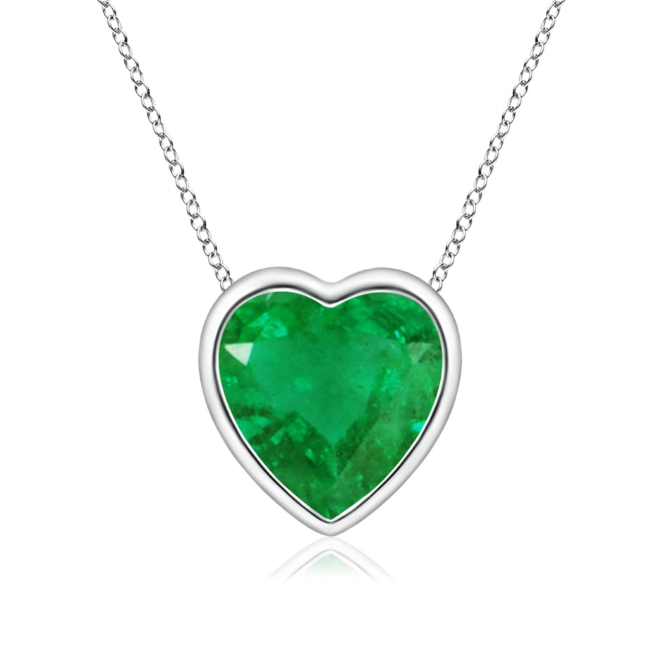 6mm AA Bezel-Set Solitaire Heart Emerald Pendant in P950 Platinum 