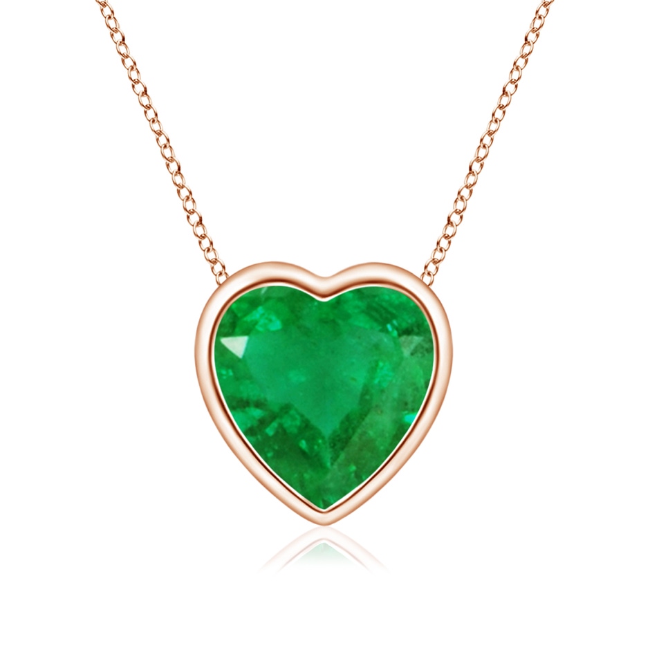 6mm AA Bezel-Set Solitaire Heart Emerald Pendant in Rose Gold 
