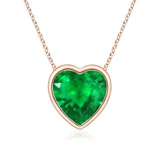 6mm AAA Bezel-Set Solitaire Heart Emerald Pendant in Rose Gold