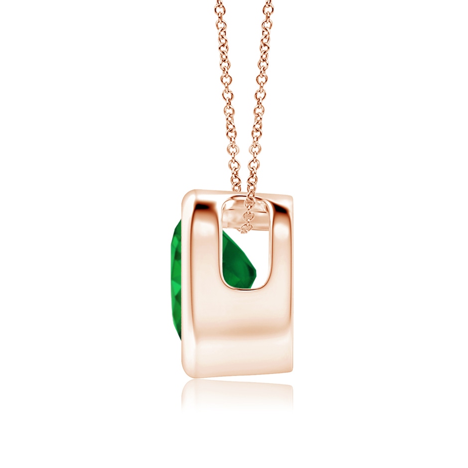 6mm AAA Bezel-Set Solitaire Heart Emerald Pendant in Rose Gold side-1