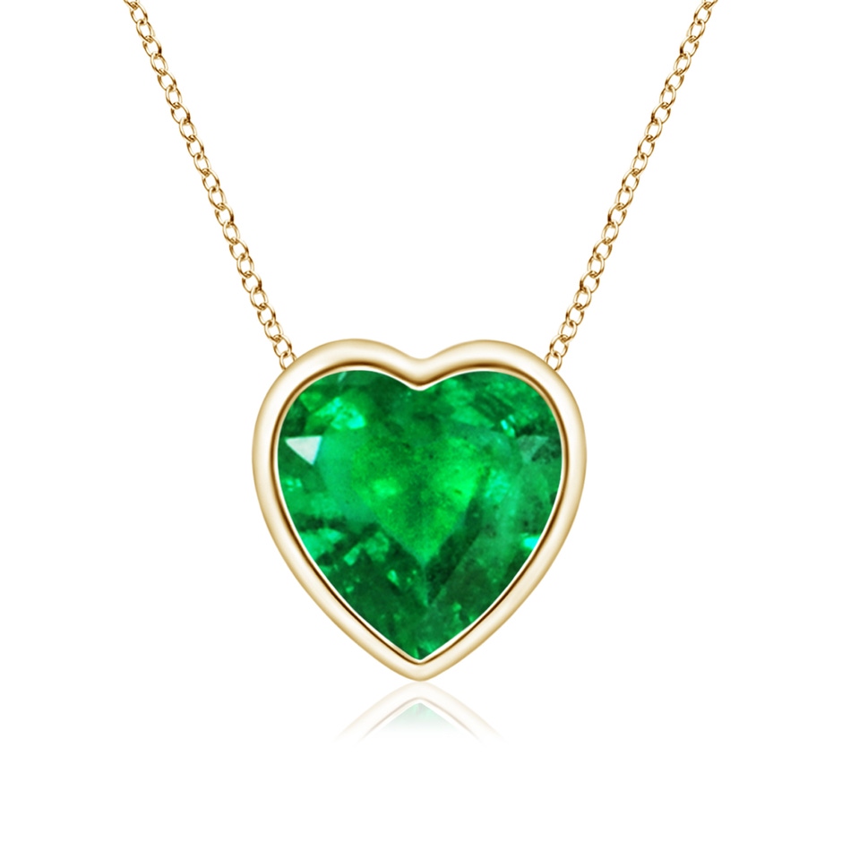 6mm AAA Bezel-Set Solitaire Heart Emerald Pendant in Yellow Gold 