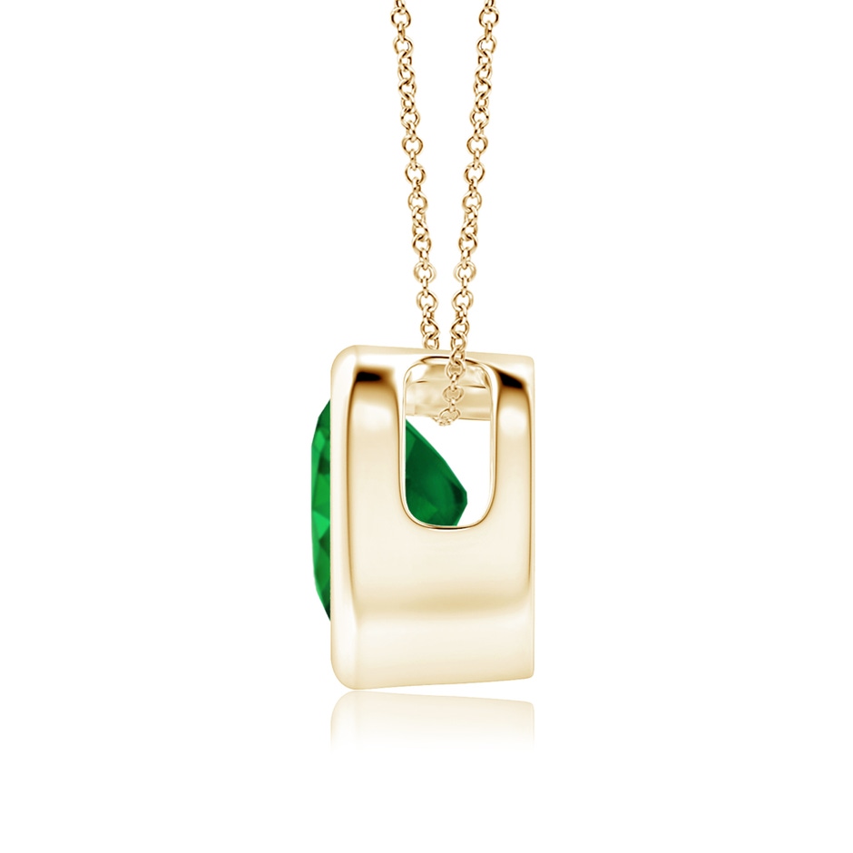 6mm AAA Bezel-Set Solitaire Heart Emerald Pendant in Yellow Gold side-1