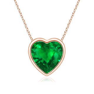 6mm AAAA Bezel-Set Solitaire Heart Emerald Pendant in 10K Rose Gold