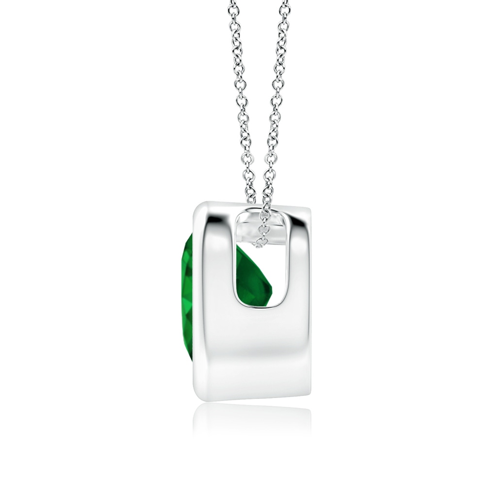 6mm AAAA Bezel-Set Solitaire Heart Emerald Pendant in P950 Platinum Side-1
