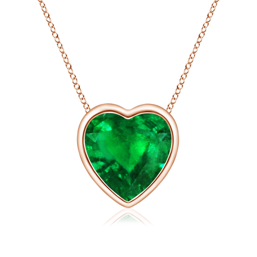 6mm AAAA Bezel-Set Solitaire Heart Emerald Pendant in Rose Gold 