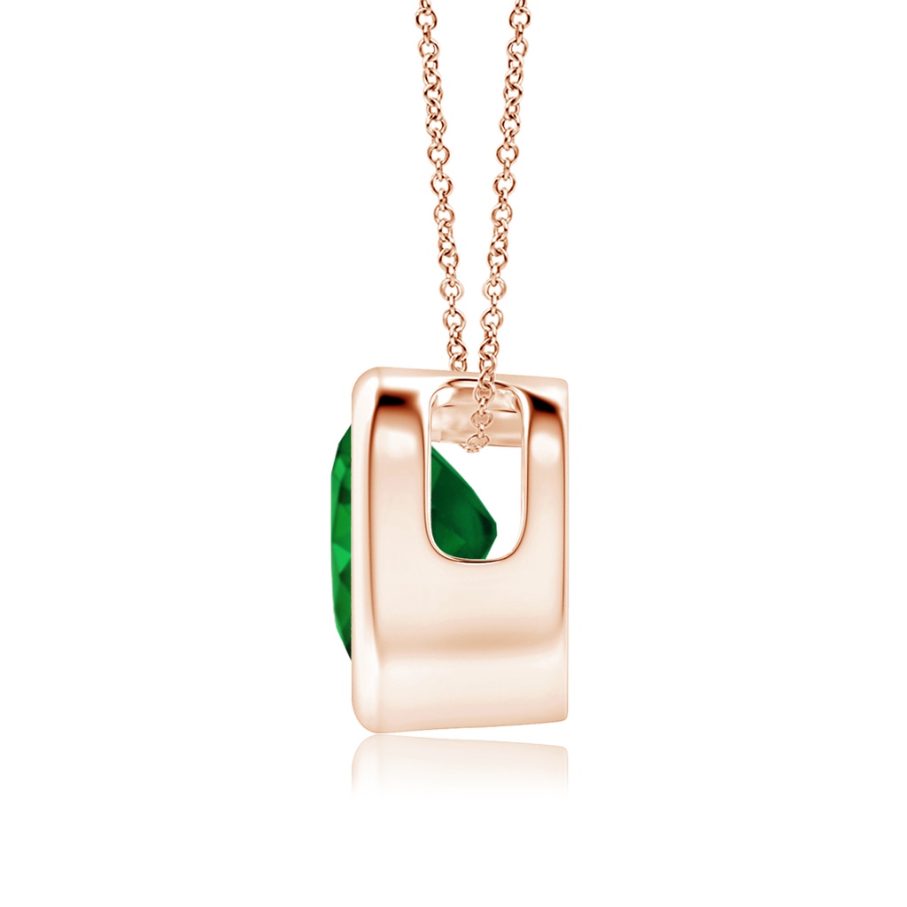 6mm AAAA Bezel-Set Solitaire Heart Emerald Pendant in Rose Gold Side-1