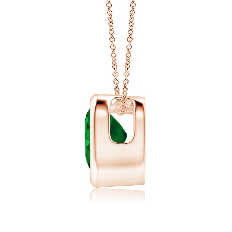 6mm AAAA Bezel-Set Solitaire Heart Emerald Pendant in Rose Gold side-1