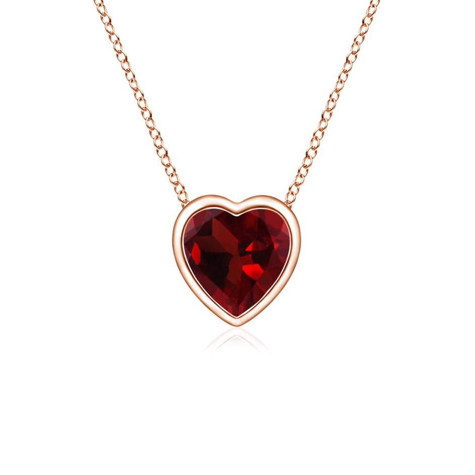 4mm AAA Bezel-Set Solitaire Heart Garnet Pendant in Rose Gold 