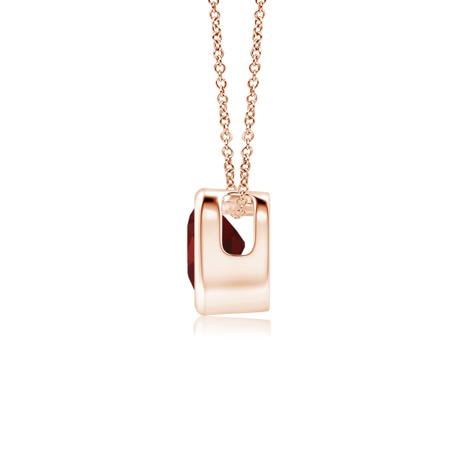 4mm AAA Bezel-Set Solitaire Heart Garnet Pendant in Rose Gold side 199