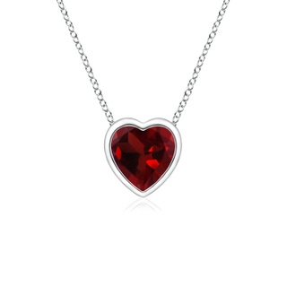 4mm AAA Bezel-Set Solitaire Heart Garnet Pendant in White Gold