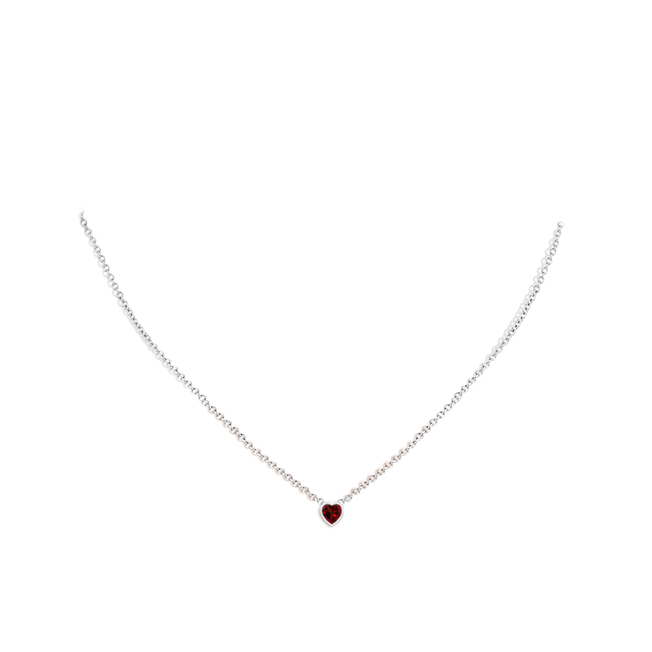 4mm AAA Bezel-Set Solitaire Heart Garnet Pendant in White Gold pen