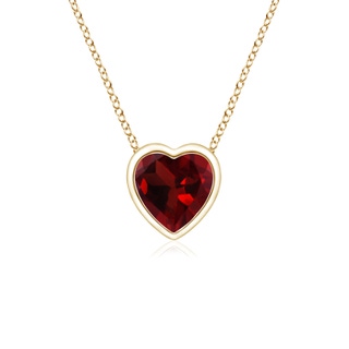 4mm AAA Bezel-Set Solitaire Heart Garnet Pendant in Yellow Gold