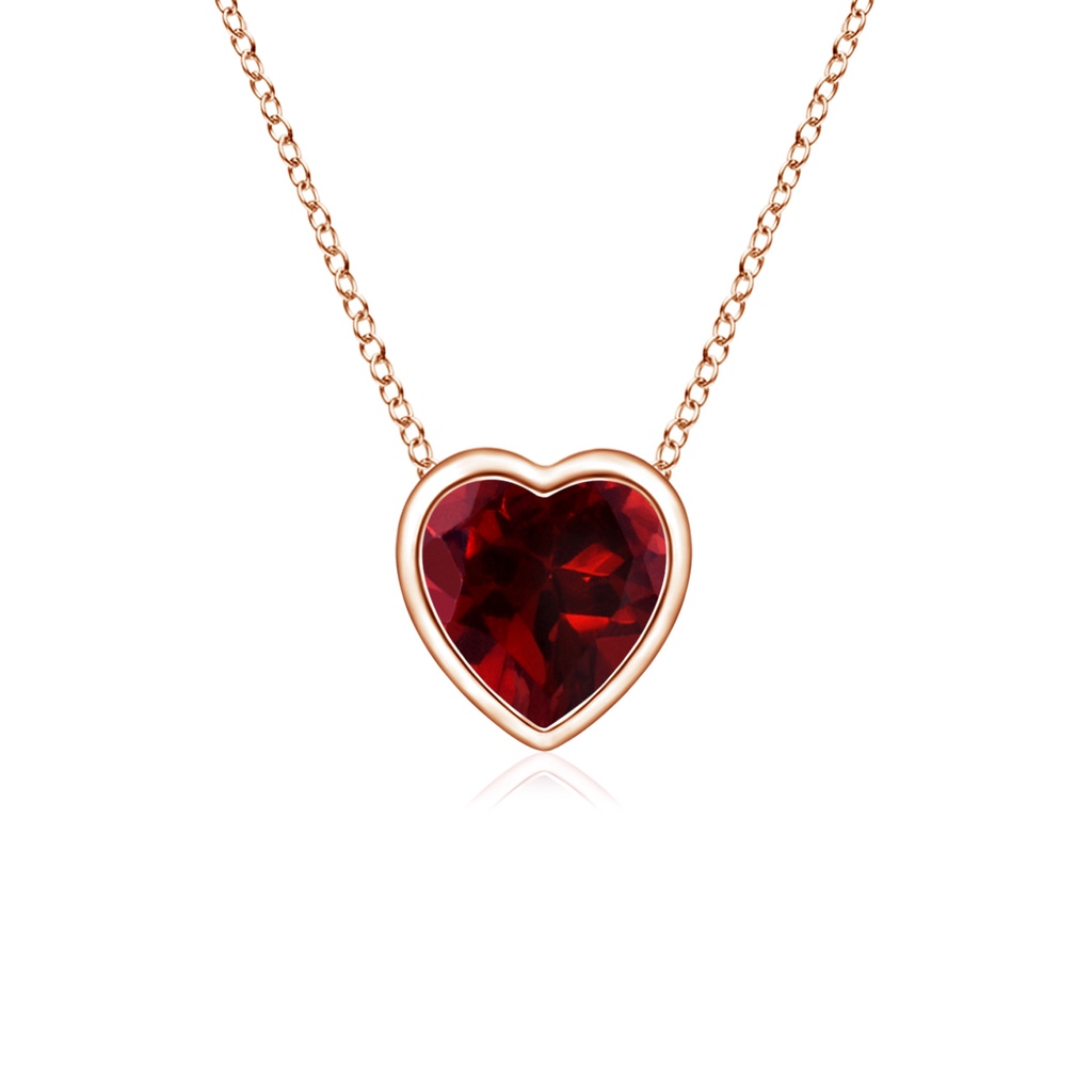 4mm AAAA Bezel-Set Solitaire Heart Garnet Pendant in Rose Gold