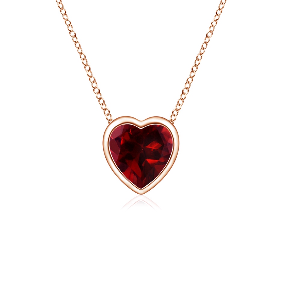 4mm AAAA Bezel-Set Solitaire Heart Garnet Pendant in Rose Gold 