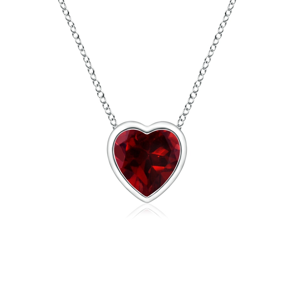 4mm AAAA Bezel-Set Solitaire Heart Garnet Pendant in White Gold 